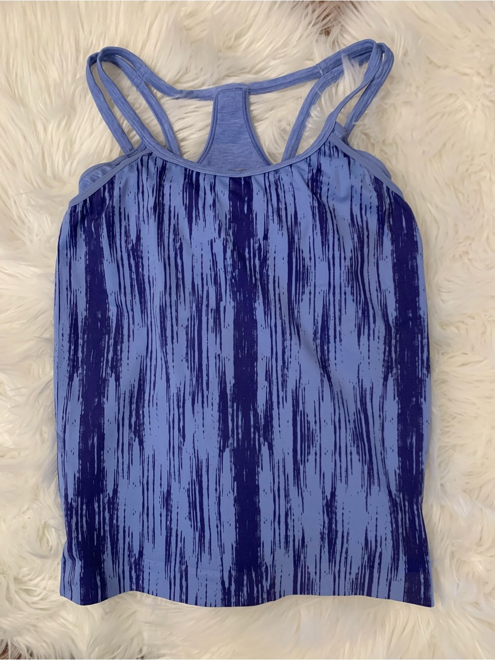Athleta Double Up Tie Dye Tank Medium Blue Perrywinkle Activewear Yoga Gym